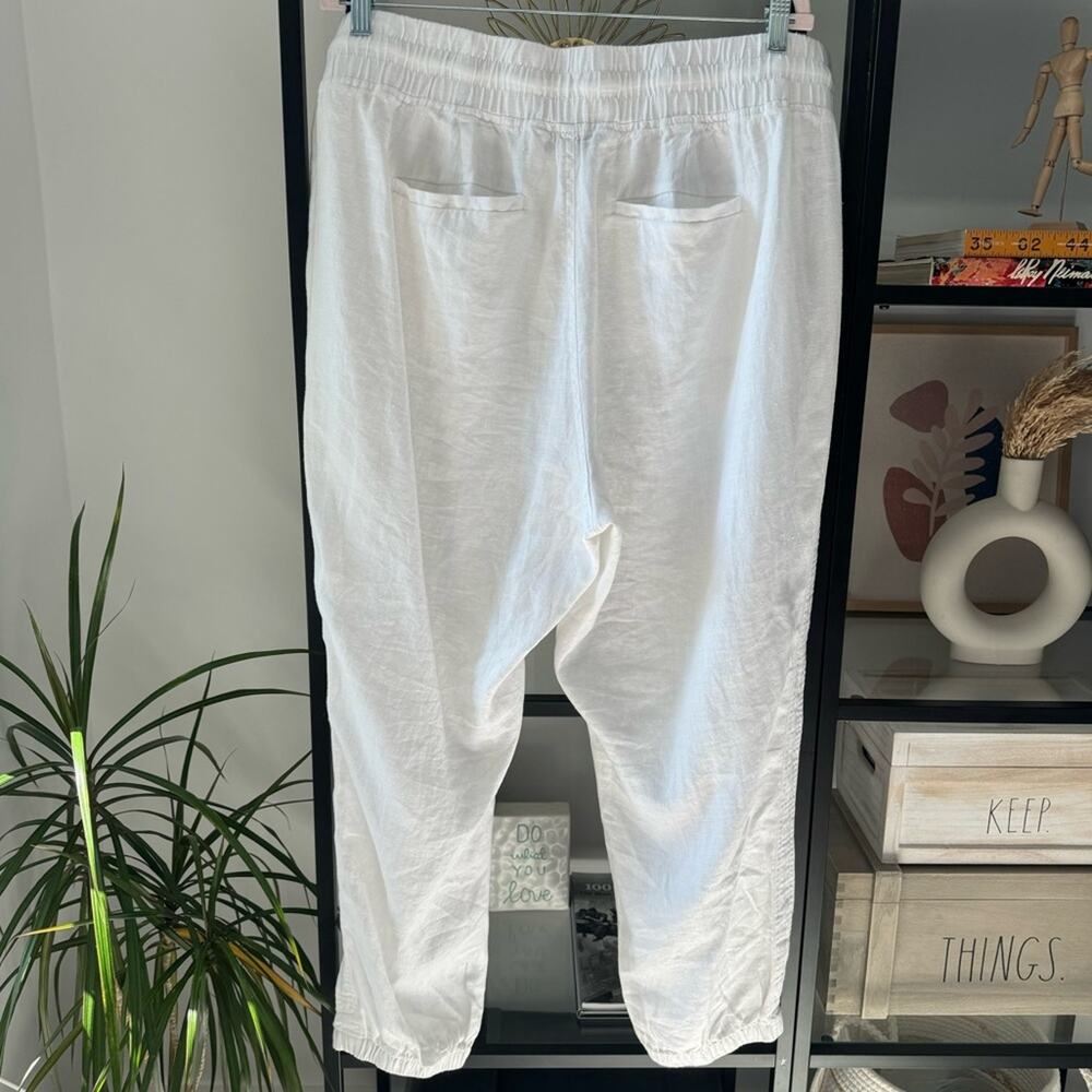 Athleta Cabo White 100% Linen High Rise Cropped Joggers Women’s Size 20 - Picture 7 of 15